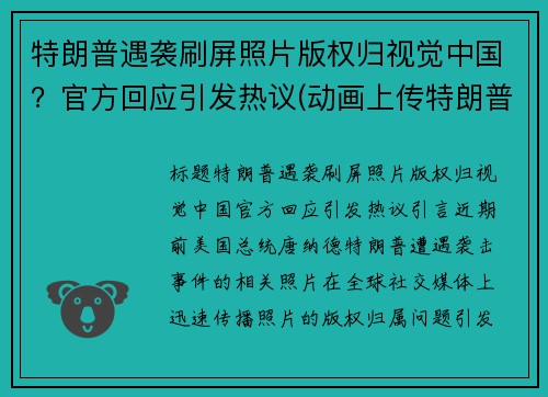特朗普遇袭刷屏照片版权归视觉中国？官方回应引发热议(动画上传特朗普个人网站)