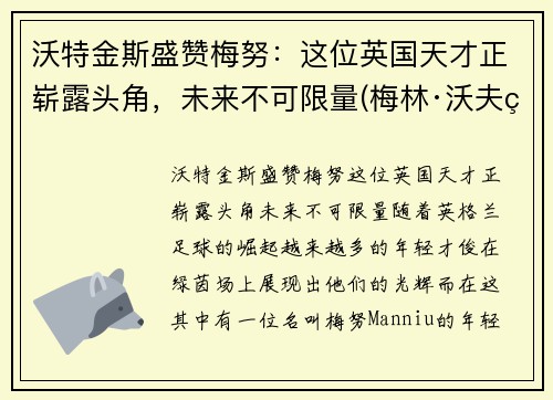 沃特金斯盛赞梅努：这位英国天才正崭露头角，未来不可限量(梅林·沃夫特)