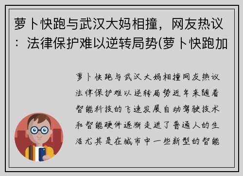 萝卜快跑与武汉大妈相撞，网友热议：法律保护难以逆转局势(萝卜快跑加盟)